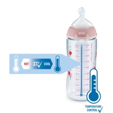 NUK First Choice+ TEMPERATURE CONTROL шише 360ml 6-18m со XL силиконска цуцла NUK First Choice+ TEMPERATURE CONTROL шише 360ml 6-18m со XL силиконска цуцла