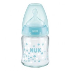 NUK First choice+ стаклено шише 120ml 0-6m + М силиконска цуцла NUK First choice+ стаклено шише 120ml 0-6m + М силиконска цуцла