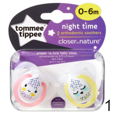 Tommee Tippee цуцла лажливка night time 0-6m 