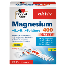 Doppelherz Magnesium 400 DIRECT +Б6 + Б12 + Фолна киселина, 20 кесички